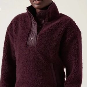 Athleta Plush Sherpa Pullover in Deep Plum
